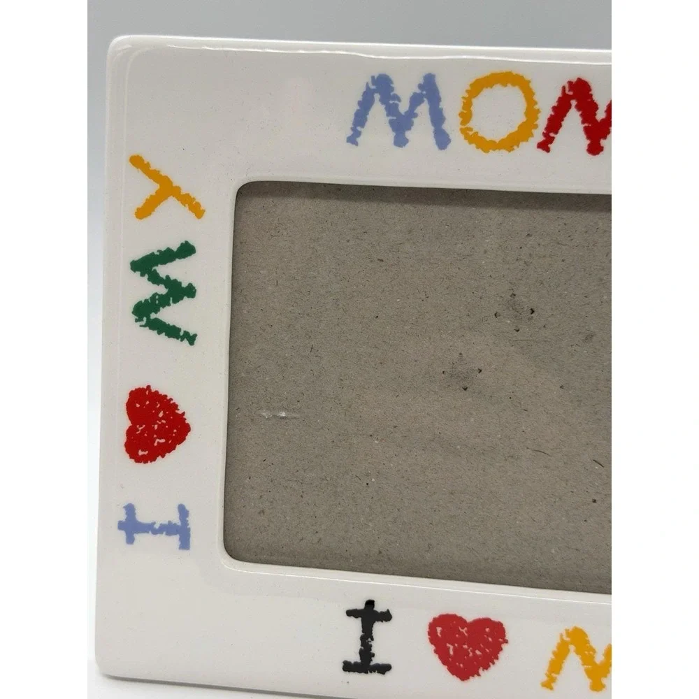 Vintage 90's I Love My Mommy Ceramic Picture Frame 5x7 Retro Decor Crayon Style